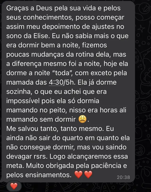 Depoimento: bebê que só dormia mamando passou a dormir sozinha a noite toda