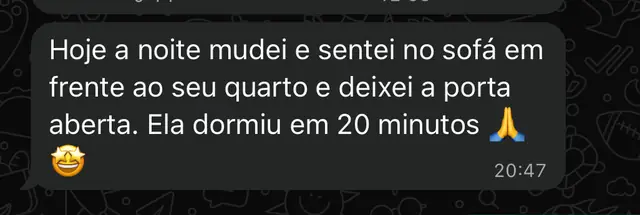 Depoimento: bebê dormiu em 20 minutos com a porta aberta